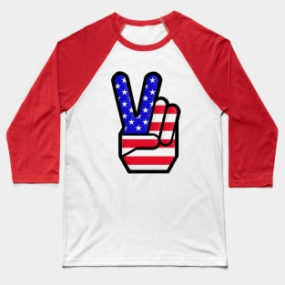 USA Peace Sign Hand Gesture Baseball T-Shirt